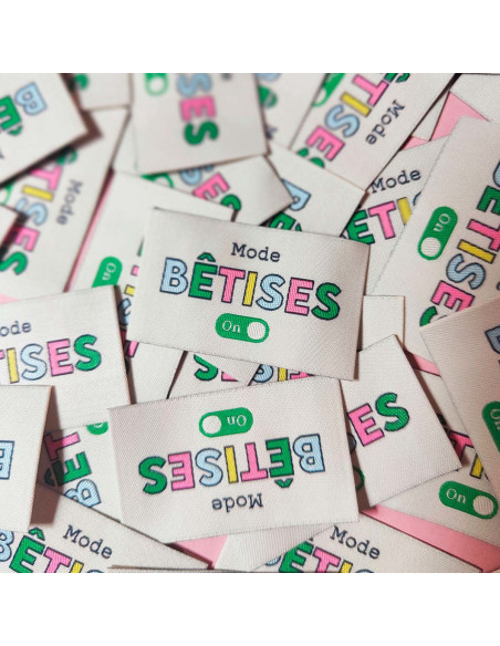 Lot de 6 étiquettes tissées - Bêtises