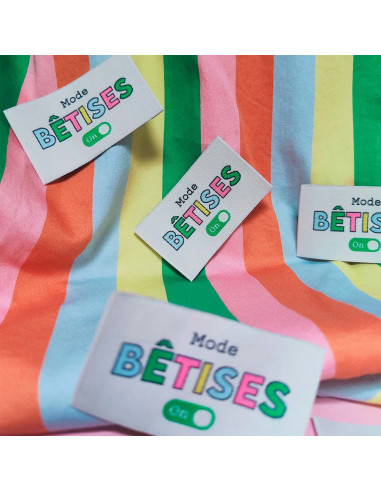 Lot de 6 étiquettes tissées - Bêtises