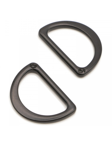 Set de 2 anneaux en D passant 25 mm noir