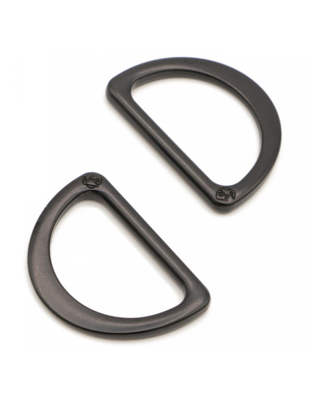 Set de 2 anneaux en D passant 25 mm noir