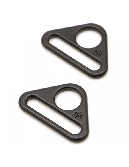 Set de 2 anneaux triangulaires passant 25 mm noir
