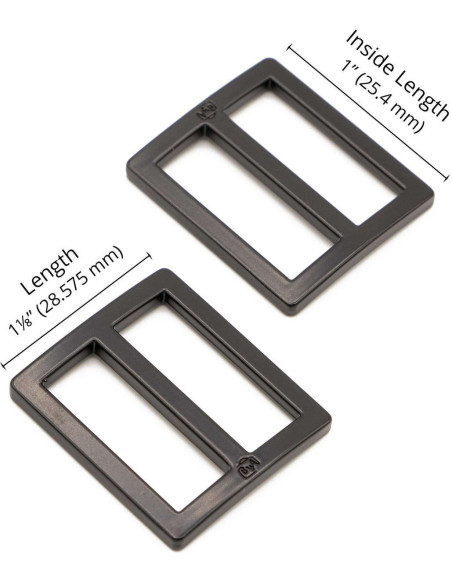 Set de 2 boucles coulissantes 28 x 25 mm noir