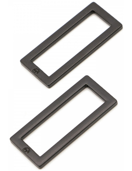 Set de 2 boucles rectangulaires 13 x 38 mm noir
