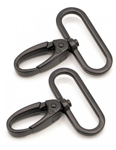 Set de 2 mousquetons passant 38 mm noir