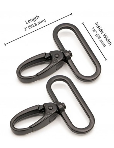 Set de 2 mousquetons passant 38 mm noir