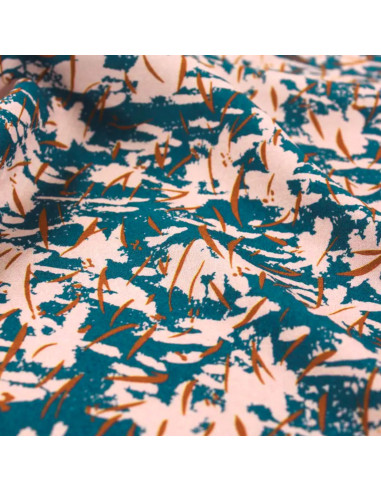 Tissu popeline de viscose Craie bleu pétrole - Églantine & Zoé