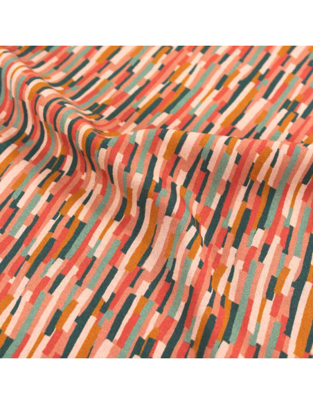Tissu popeline de viscose Roc corail - Églantine & Zoé