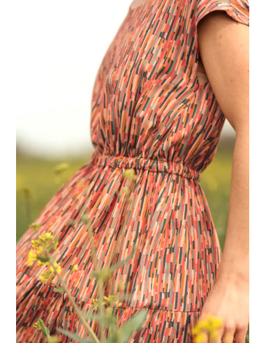 Tissu popeline de viscose Roc corail - Églantine & Zoé