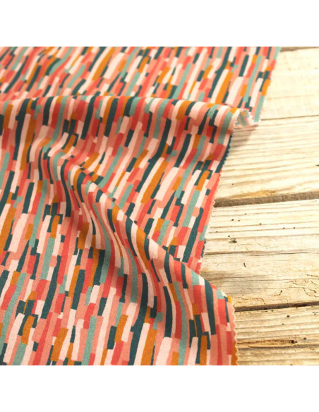 Tissu popeline de viscose Roc corail - Églantine & Zoé