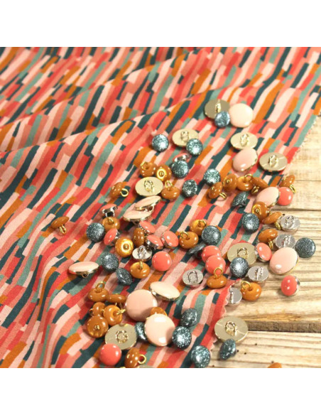Tissu popeline de viscose Roc corail - Églantine & Zoé