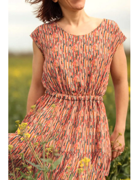 Tissu popeline de viscose Roc corail - Églantine & Zoé