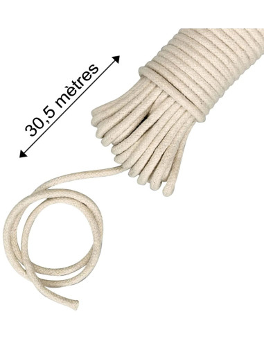 Corde coton tressé naturel 6 mm x 30,5 mètres The Gypsy Quilter