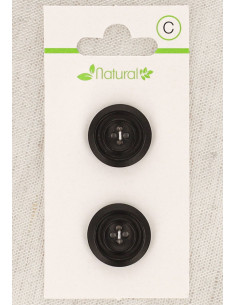 Carte de 2 boutons en bois foncé 18 mm 4 trous - Ronds