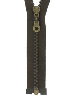 Fermeture éclair séparable métal - Marron maille bronze