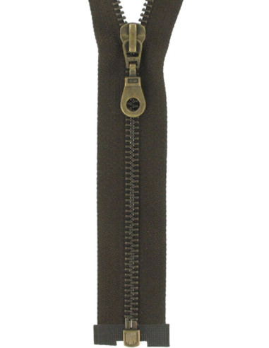 Fermeture éclair séparable métal - Marron maille bronze