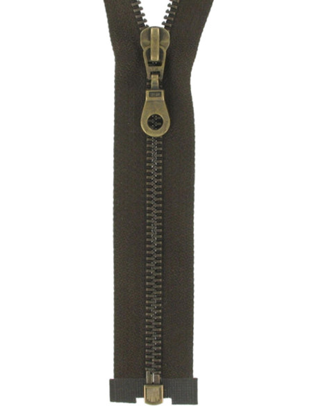 Fermeture éclair séparable métal - Marron maille bronze