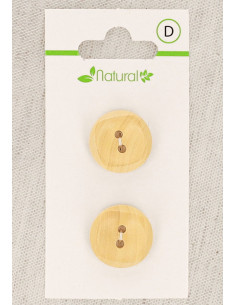 Carte de 2 boutons en bois naturel 18 mm 2 trous - Carrés