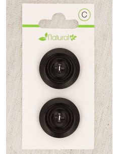 Carte de 2 boutons en bois foncé 23 mm 4 trous - Ronds