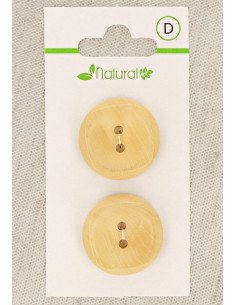 Carte de 2 boutons en bois naturel 23 mm 2 trous - Carrés