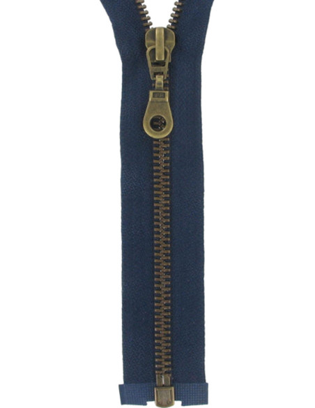 Fermeture éclair séparable métal - Marine maille bronze