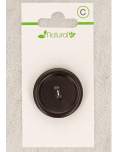 Carte de 1 bouton en bois foncé 28 mm 2 trous - Rond