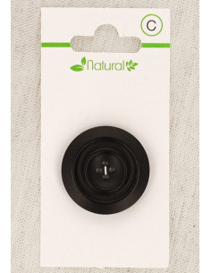 Carte de 1 bouton en bois foncé 28 mm 4 trous - Rond
