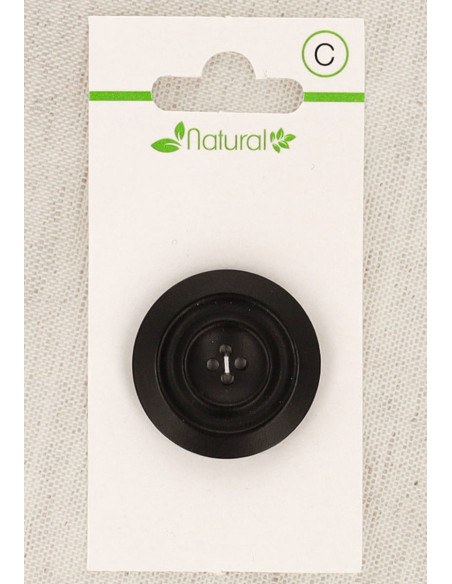 Carte de 1 bouton en bois foncé 28 mm 4 trous - Rond