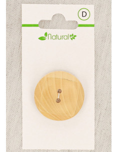 Carte de 1 bouton en bois naturel 28 mm 2 trous - Carrés