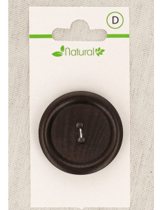 Carte de 1 bouton en bois foncé 34 mm 2 trous - Rond