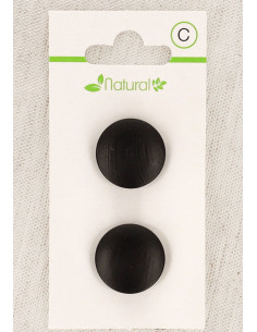 Carte de 2 boutons en bois foncé 18 mm à queue - Ronds