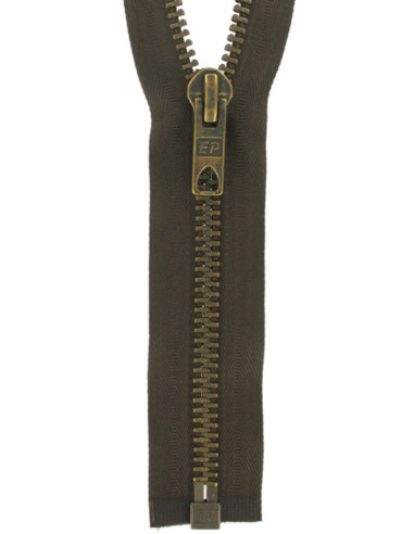 Fermeture éclair séparable métal grosse maille - Marron