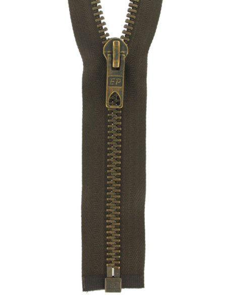 Fermeture éclair séparable métal grosse maille - Marron