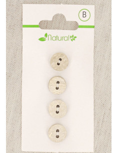 Carte de 4 boutons en bois naturel 10 mm 2 trous - Ronds