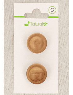 Carte de 2 boutons en bois naturel 18 mm à queue - Ronds relief