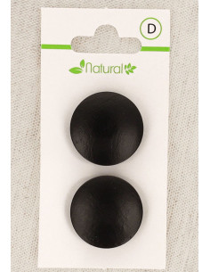 Carte de 2 boutons en bois foncé 23 mm à queue - Ronds