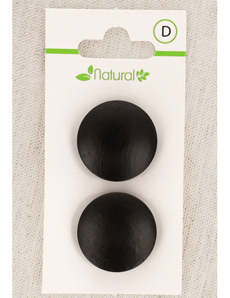 Carte de 2 boutons en bois foncé 23 mm à queue - Ronds