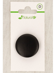 Carte de 1 bouton en bois foncé 28 mm à queue - Rond