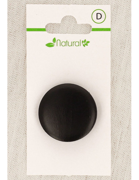 Carte de 1 bouton en bois foncé 28 mm à queue - Rond