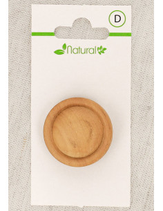 Carte de 1 bouton en bois naturel 28 mm à queue - Rond relief