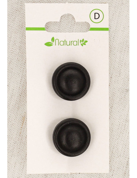 Carte de 2 boutons en bois foncé 18 mm à queue - Ronds relief