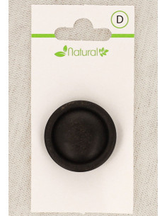 Carte de 1 bouton en bois foncé 28 mm à queue - Rond relief