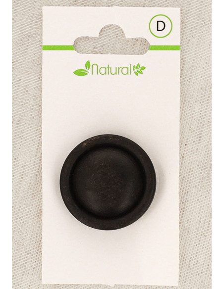 Carte de 1 bouton en bois foncé 28 mm à queue - Rond relief