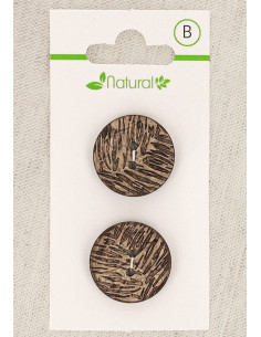 Carte de 2 boutons en bois naturel 20 mm 2 trous - Feuillage