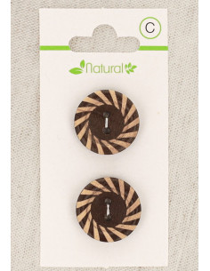 Carte de 2 boutons en bois bicolore 20 mm 2 trous - Fantaise