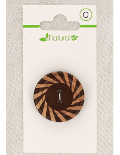 Carte de 1 bouton en bois bicolore 28 mm 2 trous - Rond
