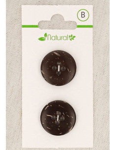 Carte de 2 boutons en bois foncé 20 mm 4 trous - Ronds