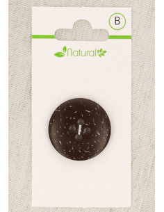 Carte de 1 bouton en bois foncé 25 mm 4 trous - Rond