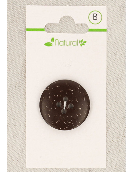 Carte de 1 bouton en bois foncé 25 mm 4 trous - Rond