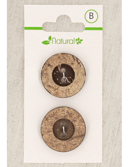 Carte de 2 boutons en bois foncé 23 mm 2 trous - Ronds