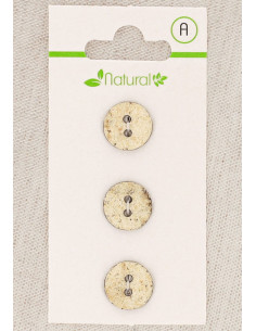 Carte de 3 boutons écru et beige 13 mm 2 trous - Marbrés